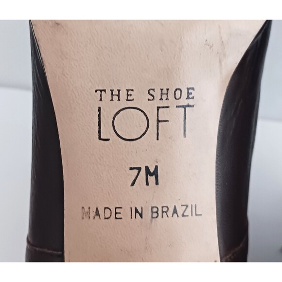 LOFT Brown Leather Lace Up Victorian Ankle Boot Cap Toe Curved Heel 7M - Picture 11 of 15